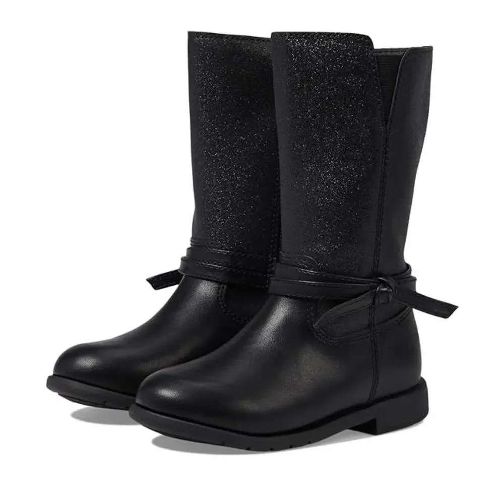 Stride Rite SR Jess Boots Toddler 10C M Black Side Zip Round Toe Mid-Calf NCZ312